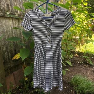 no comment brand black/white dress with buttons on top, worn but good condition